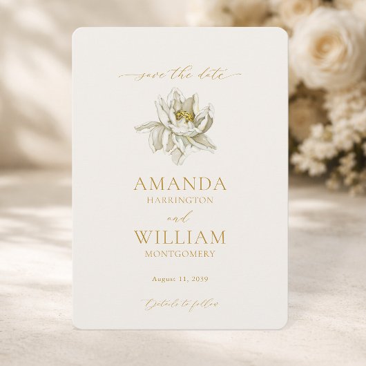 Invitation Elegant Ivory Floral Save the Date Card