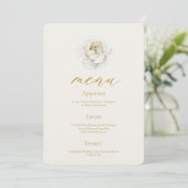 Invitation Elegant Ivory Floral Wedding Menu Card (Debout devant)