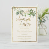 Invitation Elegant ivory green gold foliage Rehearsal Dinner (Debout devant)