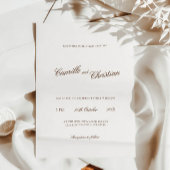 Invitation Elegant Ivory & Warm Brown Calligraphy Wedding