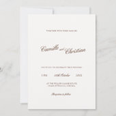 Invitation Elegant Ivory & Warm Brown Calligraphy Wedding (Devant)