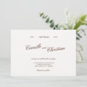 Invitation Elegant Ivory & Warm Brown Calligraphy Wedding (Debout devant)
