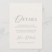 Invitation Elegant Ivory Wedding Details Card (Devant)