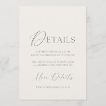 Elegant Ivory Wedding Details Card