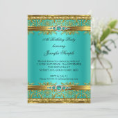 Invitation Elégant Jade Green Gold Damask Diamond Anniversair (Debout devant)