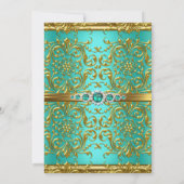 Invitation Elégant Jade Green Gold Damask Diamond Anniversair (Dos)
