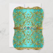 Invitation Elégant Jade Green Gold Damask Diamond Anniversair (Dos)