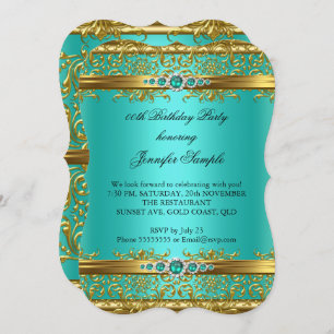 Invitation Elégant Jade Green Gold Damask Diamond Anniversair