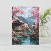 Invitation Elegant Japanese Cherry Blossom & Castle Wedding I (Debout devant)