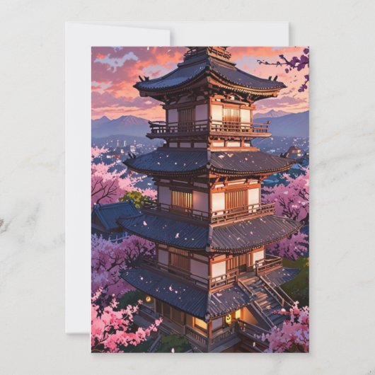 Invitation Elegant Japanese Cherry Blossom & Castle Wedding I (Devant)