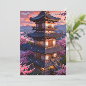 Invitation Elegant Japanese Cherry Blossom & Castle Wedding I (Debout devant)