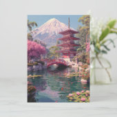 Invitation Elegant Japanese Cherry Blossom & Castle Wedding I (Debout devant)