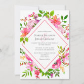 Invitation Elégant jardin Aquarelle rose Floral Mariage (Devant)