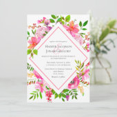 Invitation Elégant jardin Aquarelle rose Floral Mariage (Debout devant)