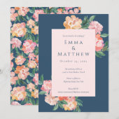 Invitation Elégant Jardin botanique Bleu Aquarelle (Devant / Derrière)