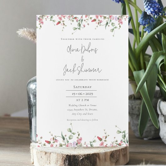 Invitation Elégant jardin botanique Rose Mariage Invitat