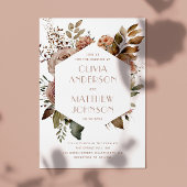 Invitation Elégant jardin d'automne fleuri mariage QR détails