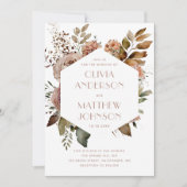 Invitation Elégant jardin d'automne fleuri mariage QR détails (Devant)
