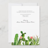 Invitation Elégant jardin de Cactus | Mariage de Fête des mar (Dos)