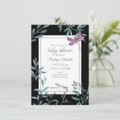 Invitation Elégant Jardin de libellules Baby shower verdoyant (Debout devant)