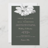 Invitation Elégant jardin de printemps noir blanc Mariage de  (Devant)