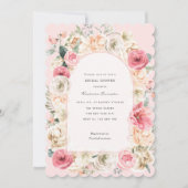 Invitation Elégant jardin de printemps rose vif douche nuptia (Devant)