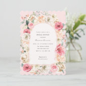 Invitation Elégant jardin de printemps rose vif douche nuptia (Debout devant)