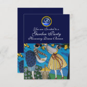 INVITATION ÉLÉGANT JARDIN D'ÉTÉ PARTI SAPPHIRE GEM MONOGRAMME (Devant / Derrière)