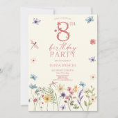 Invitation Elégant Jardin Fleur sauvage Floral 8ème anniversa (Devant)