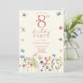 Invitation Elégant Jardin Fleur sauvage Floral 8ème anniversa (Debout devant)
