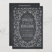 Invitation Elégant jardin fleuri chalkboard rustique mariage (Devant / Derrière)