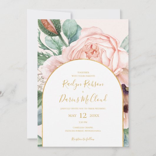 Invitation Elégant jardin fleuri | Mariage Décontracté Pastel (Devant)