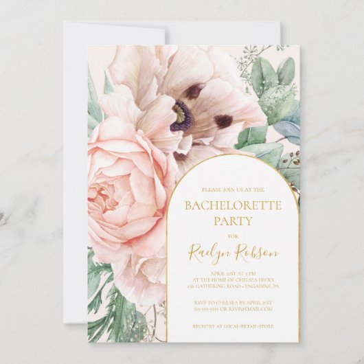 Invitation Elégant jardin fleuri | Pastel Bachelorette Party (Devant)