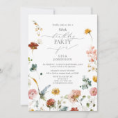 Invitation Elégant Jardin Fleurs Aquarelle 50e Anniversaire (Devant)