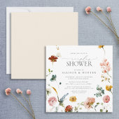 Invitation Elégant Jardin Fleurs Aquarelle Couples Douche