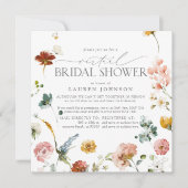 Invitation Elégant Jardin Fleurs Aquarelle Douche Virtuelle (Devant)