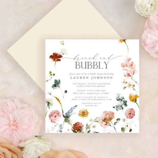 Invitation Elégant Jardin Fleurs Brunch & Bubbly Douche