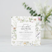 Invitation Elégant Jardin Fleurs Fête des mariées aquarelle (Debout devant)