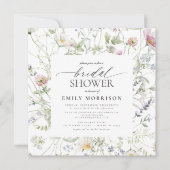 Invitation Elégant Jardin Fleurs Fête des mariées aquarelle (Devant)