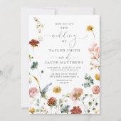 Invitation Élégant Jardin Fleurs Script Aquarelle Mariage (Devant)
