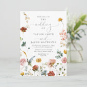 Invitation Élégant Jardin Fleurs Script Aquarelle Mariage (Debout devant)