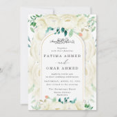 Invitation Elégant Jardin Floral Blanc Mariage musulman islam (Devant)
