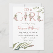 Invitation Elégant Jardin Floral Blush Baby shower fille rose (Devant)