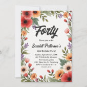 Invitation Elégant Jardin Floral Rustique Été 40e anniversair (Devant)
