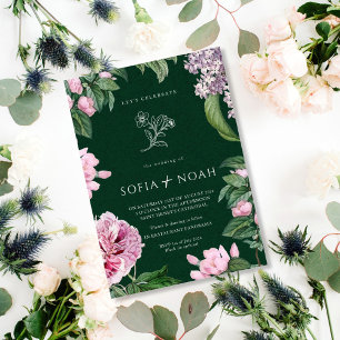 Invitation Elégant Jardin Floral Vert Mariage