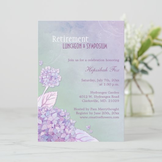 Invitation Elégant Jardin Hydrangeas Retraite (Debout devant)