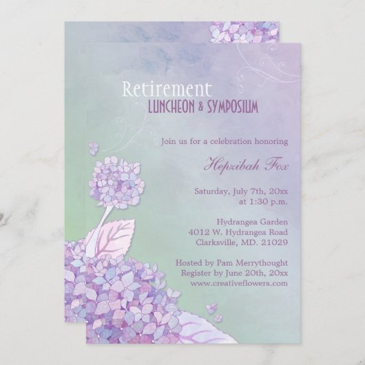 Invitation Elégant Jardin Hydrangeas Retraite (Devant / Derrière)