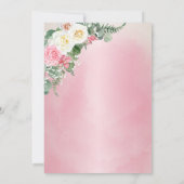 Invitation Elégant Jardin Rose - Baptême Fille - Faux Gold (Dos)