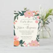Invitation Elégant Jardin Rose Floral Couples Douche (Debout devant)
