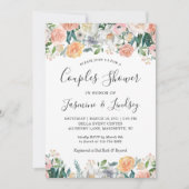 Invitation Elégant Jardin Rose Floral Mariage Couples Douche (Devant)
